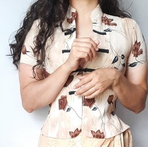 Vintage Asian inspired floral top